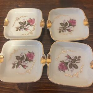 Japanase Moss Rose Porcelain Rectangular Trinket/AshtraySet of 4